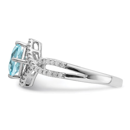 Sterling Silver Rhodium Diamond u0026 Sky Blue Topaz Ring
