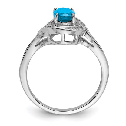Sterling Silver Rhodium Blue Topaz u0026 Diamond Ring