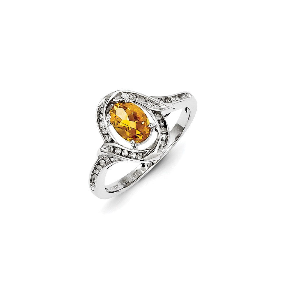 Sterling Silver Diamond u0026 Citrine Ring