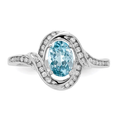 Sterling Silver Rhodium Diamond u0026 Sky Blue Topaz Ring