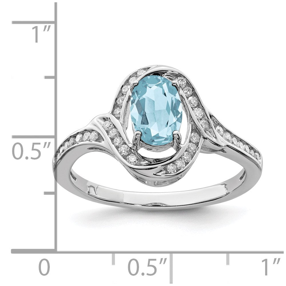 Sterling Silver Rhodium Diamond u0026 Sky Blue Topaz Ring