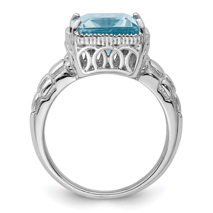 Sterling Silver Rhodium Sky Blue Topaz Ring