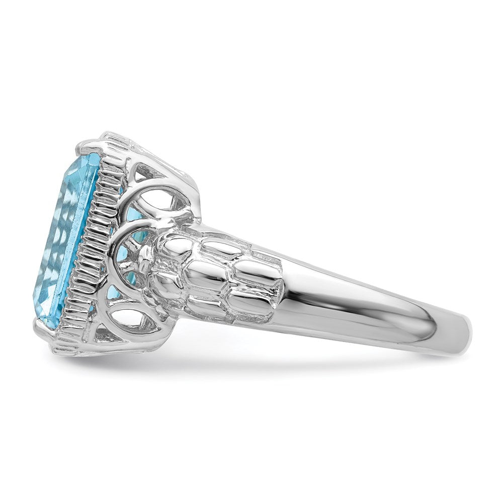 Sterling Silver Rhodium Sky Blue Topaz Ring
