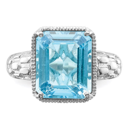 Sterling Silver Rhodium Sky Blue Topaz Ring