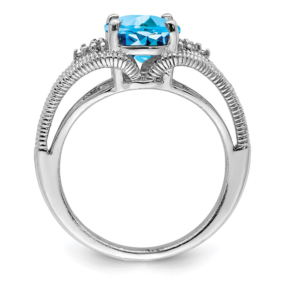 Sterling Silver Rhodium Blue Topaz u0026 Diamond Ring