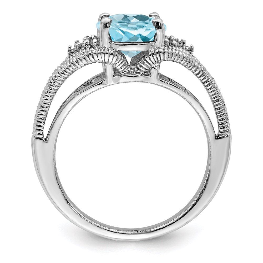Sterling Silver Rhodium Sky Blue Topaz u0026 Diamond Ring