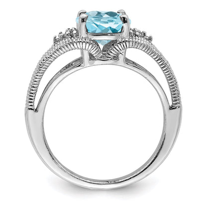 Sterling Silver Rhodium Sky Blue Topaz u0026 Diamond Ring