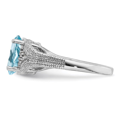 Sterling Silver Rhodium Sky Blue Topaz u0026 Diamond Ring