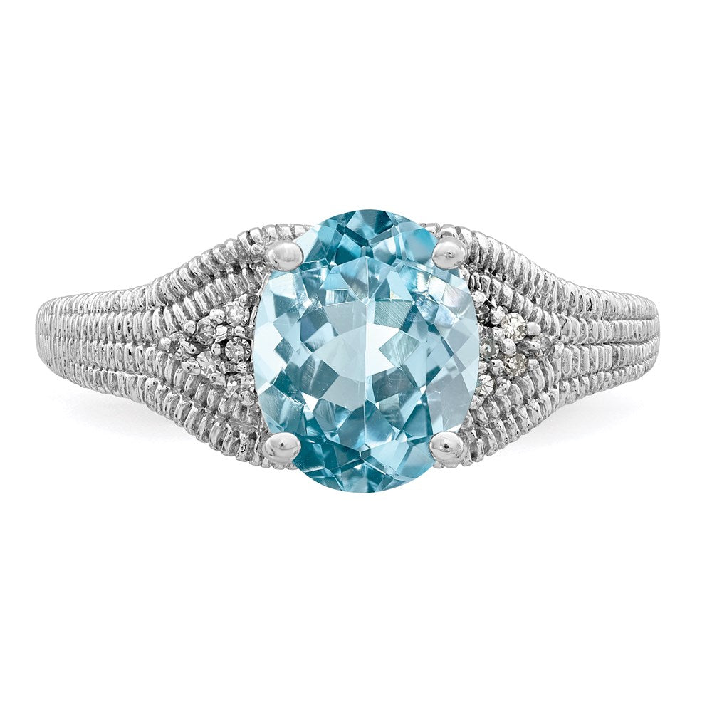 Sterling Silver Rhodium Sky Blue Topaz u0026 Diamond Ring