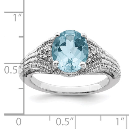 Sterling Silver Rhodium Sky Blue Topaz u0026 Diamond Ring