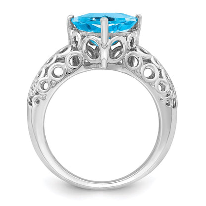 Sterling Silver Rhodium Blue Topaz Ring