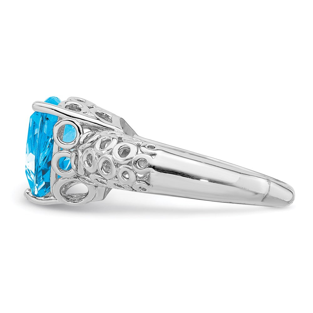 Sterling Silver Rhodium Blue Topaz Ring