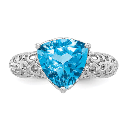 Sterling Silver Rhodium Blue Topaz Ring
