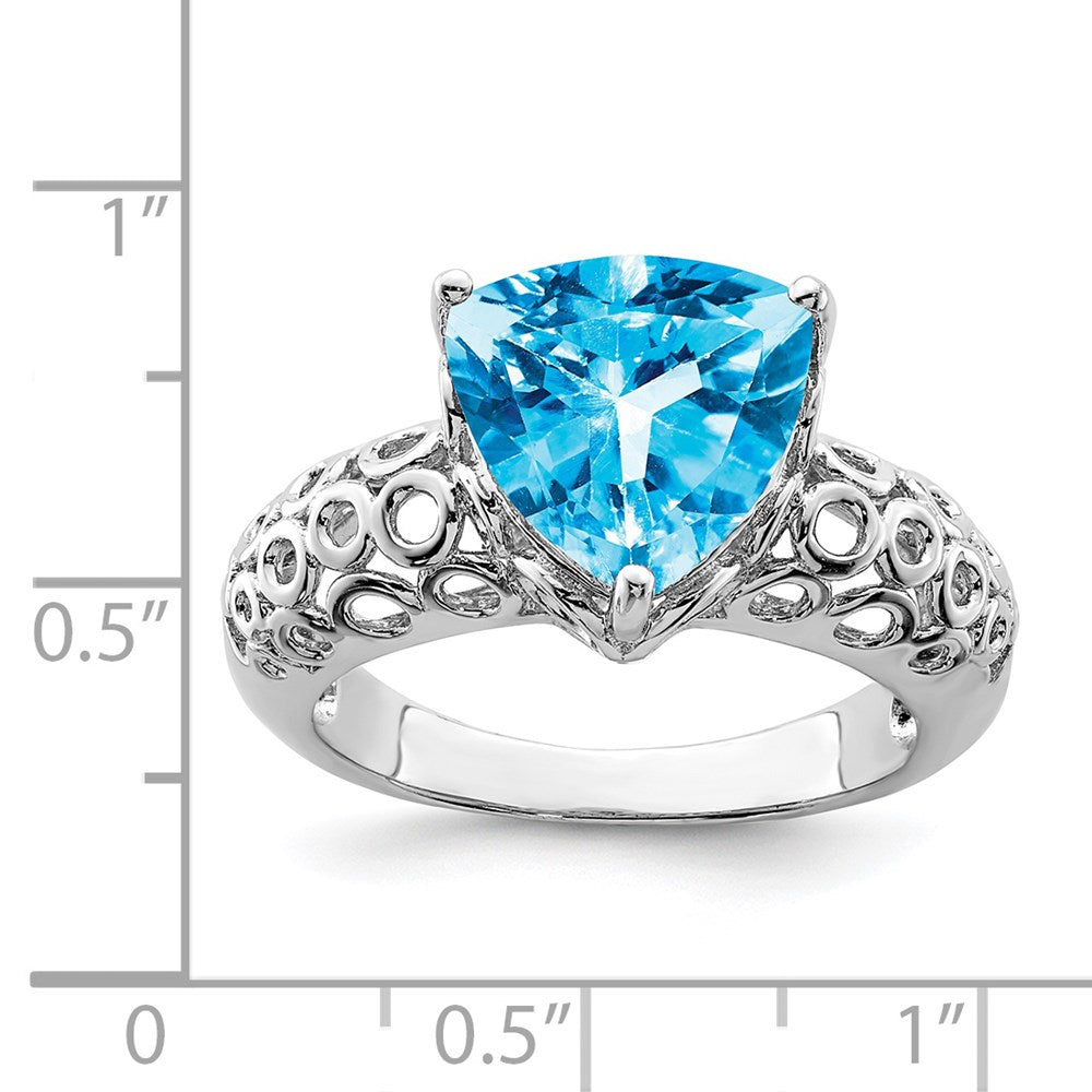 Sterling Silver Rhodium Blue Topaz Ring