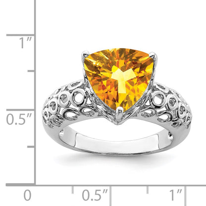 Sterling Silver Rhodium Citrine Ring