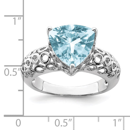 Sterling Silver Rhodium Sky Blue Topaz Ring