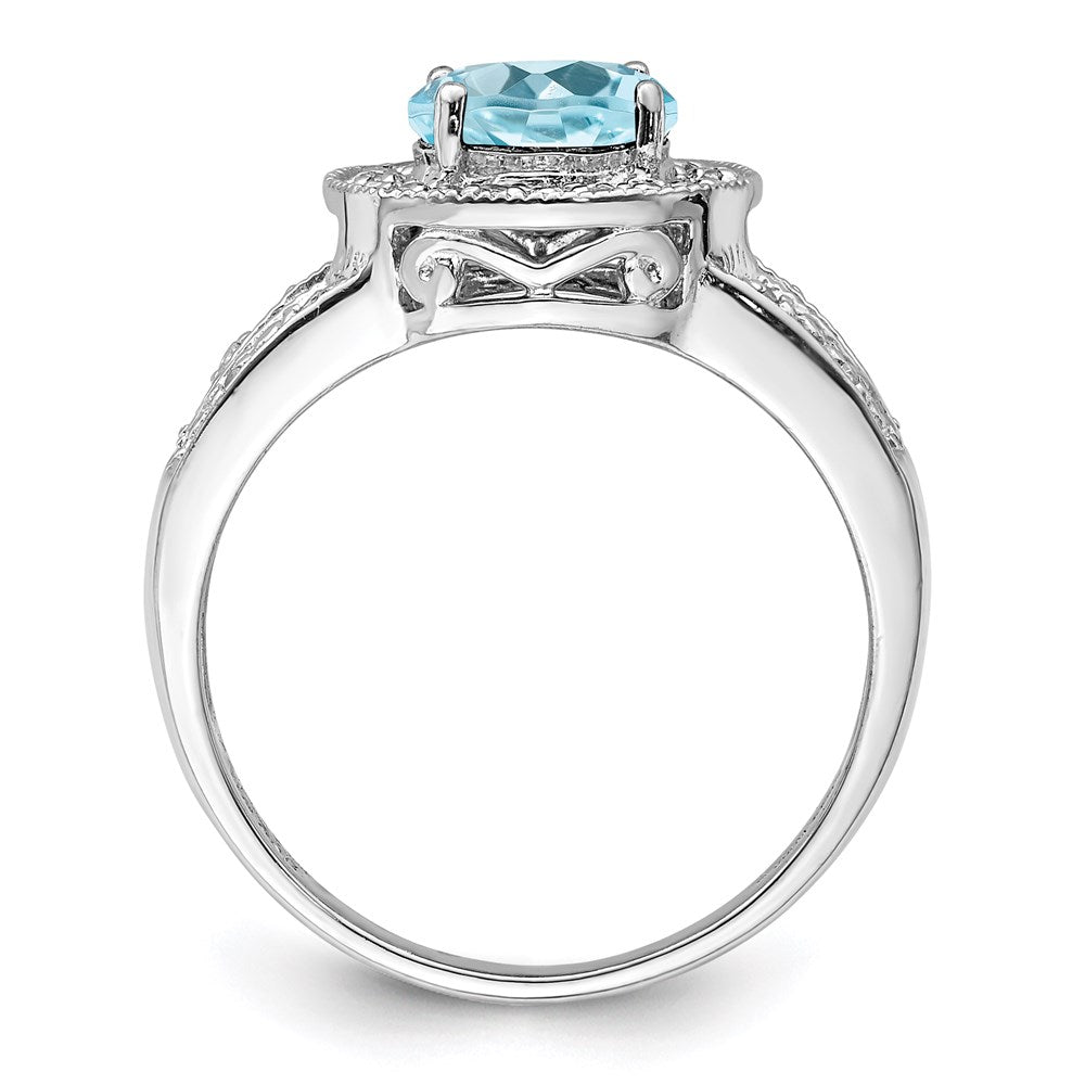 Sterling Silver Rhodium Sky Blue Topaz u0026 Diamond Ring