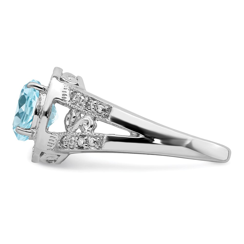 Sterling Silver Rhodium Sky Blue Topaz u0026 Diamond Ring