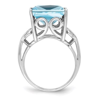 Sterling Silver Rhodium Sky Blue Topaz Ring