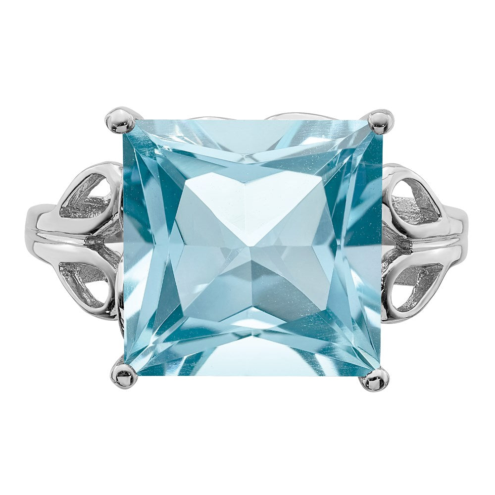Sterling Silver Rhodium Sky Blue Topaz Ring
