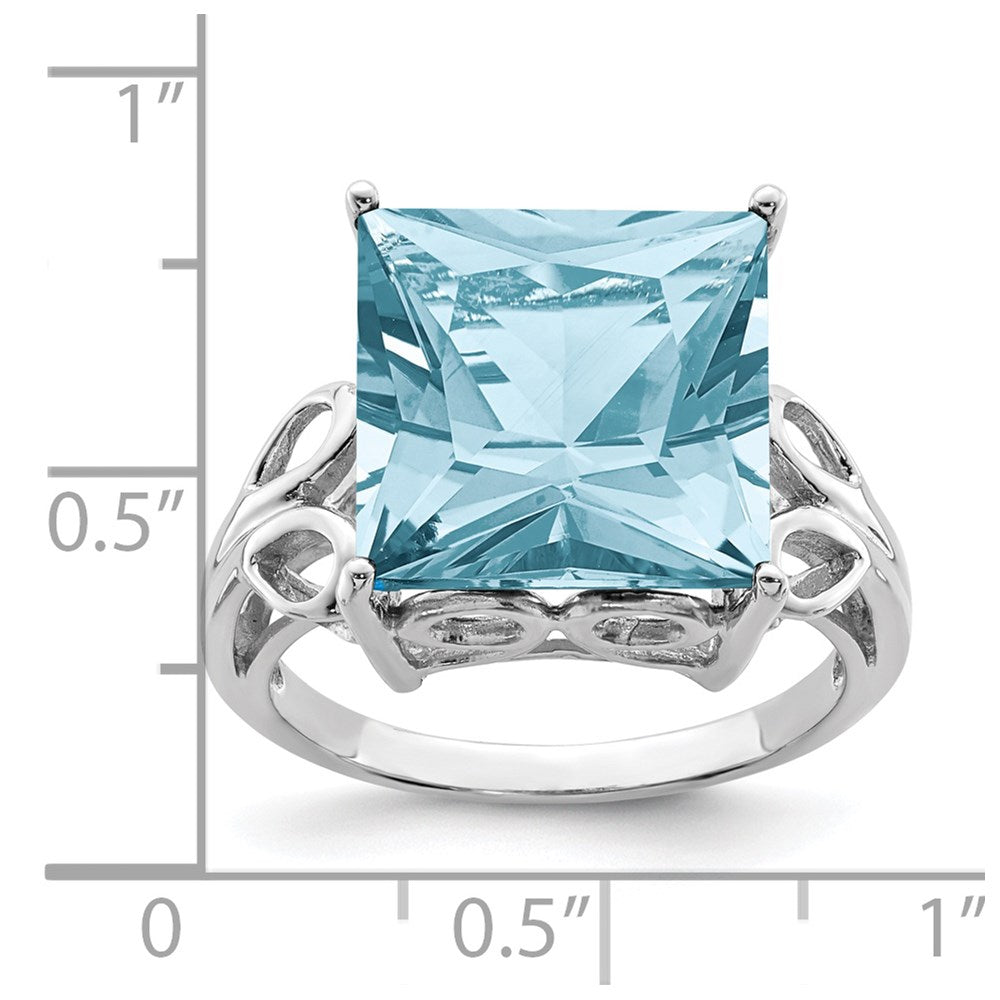 Sterling Silver Rhodium Sky Blue Topaz Ring