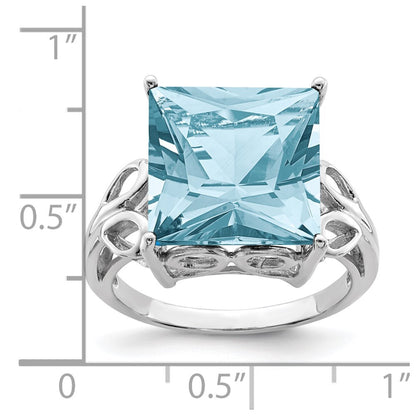 Sterling Silver Rhodium Sky Blue Topaz Ring