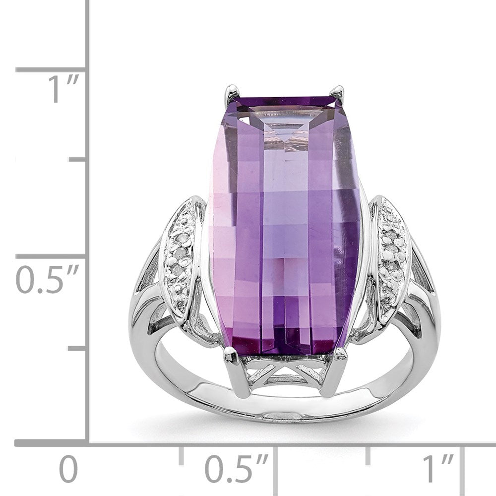 Sterling Silver Rhodium-plated Amethyst u0026 Diamond Ring