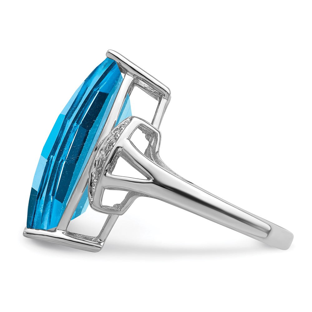 Sterling Silver Rhodium Blue Topaz u0026 Diamond Ring