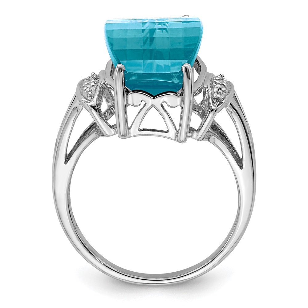 Sterling Silver Rhodium Sky Blue Topaz u0026 Diamond Ring