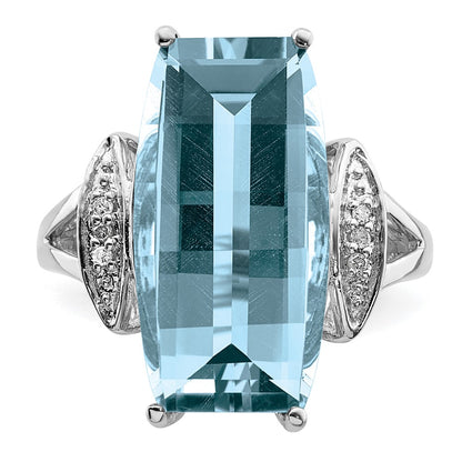 Sterling Silver Rhodium Sky Blue Topaz u0026 Diamond Ring
