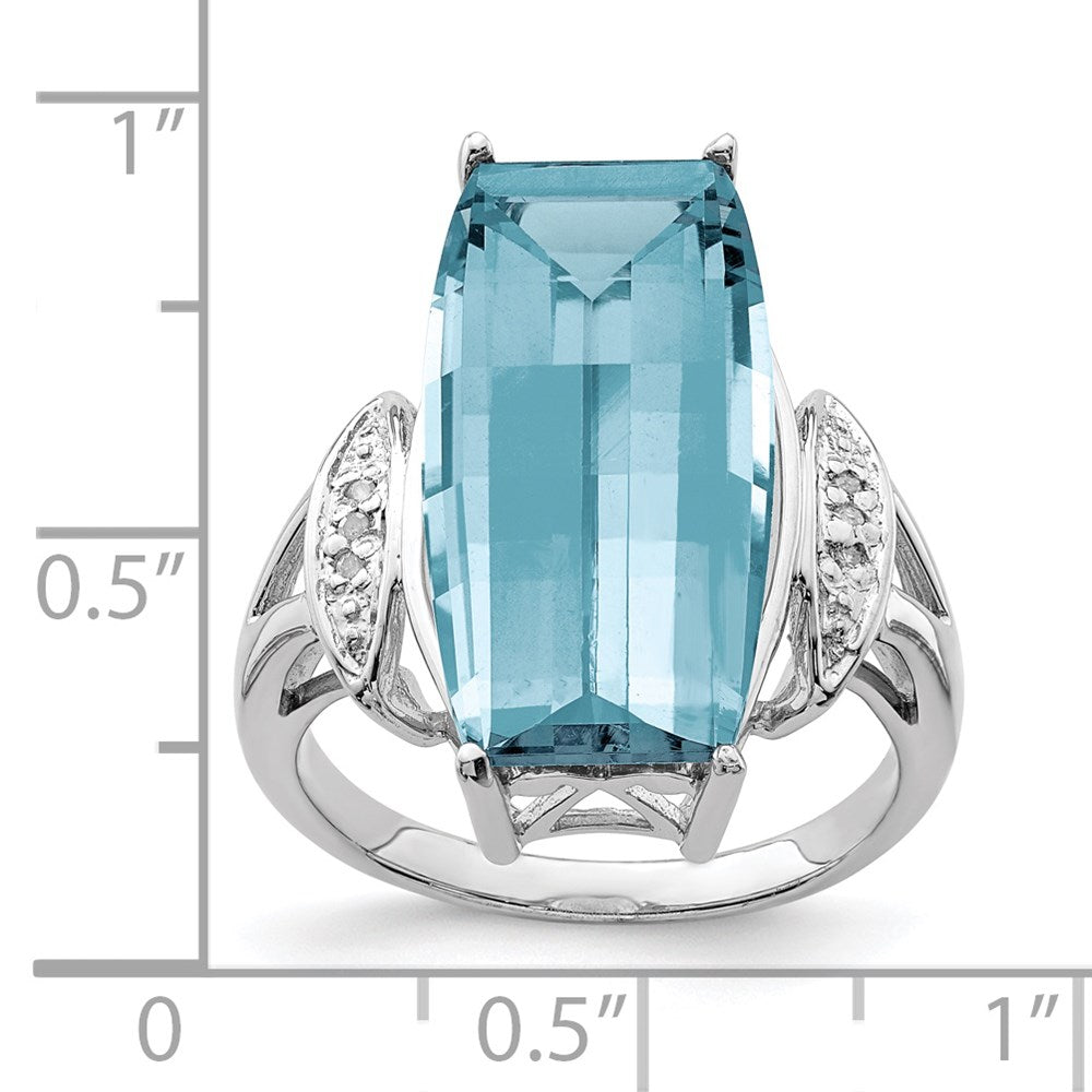 Sterling Silver Rhodium Sky Blue Topaz u0026 Diamond Ring