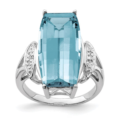 Sterling Silver Rhodium Sky Blue Topaz u0026 Diamond Ring