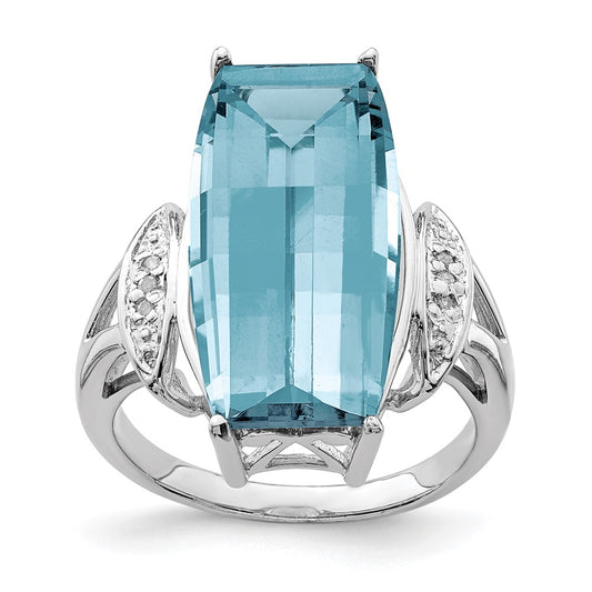 Sterling Silver Rhodium Sky Blue Topaz u0026 Diamond Ring
