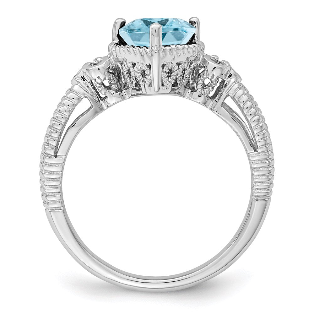 Sterling Silver Rhodium Sky Blue Topaz u0026 Diamond Ring