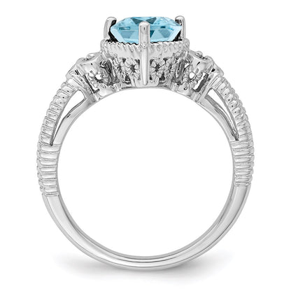 Sterling Silver Rhodium Sky Blue Topaz u0026 Diamond Ring