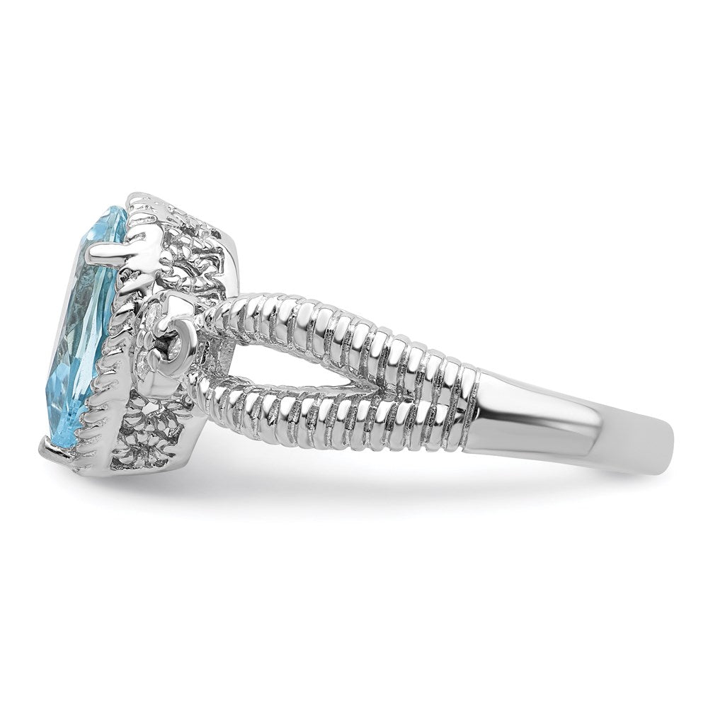Sterling Silver Rhodium Sky Blue Topaz u0026 Diamond Ring