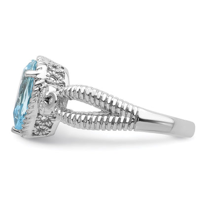 Sterling Silver Rhodium Sky Blue Topaz u0026 Diamond Ring
