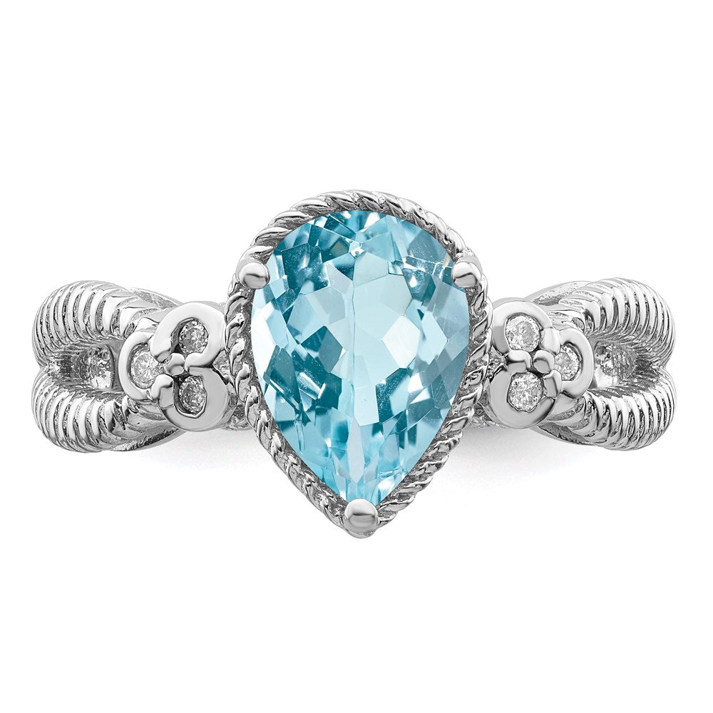 Sterling Silver Rhodium Sky Blue Topaz u0026 Diamond Ring