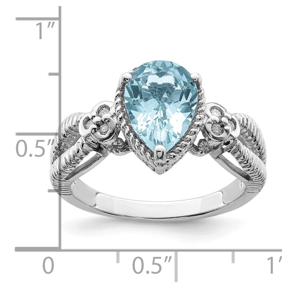 Sterling Silver Rhodium Sky Blue Topaz u0026 Diamond Ring