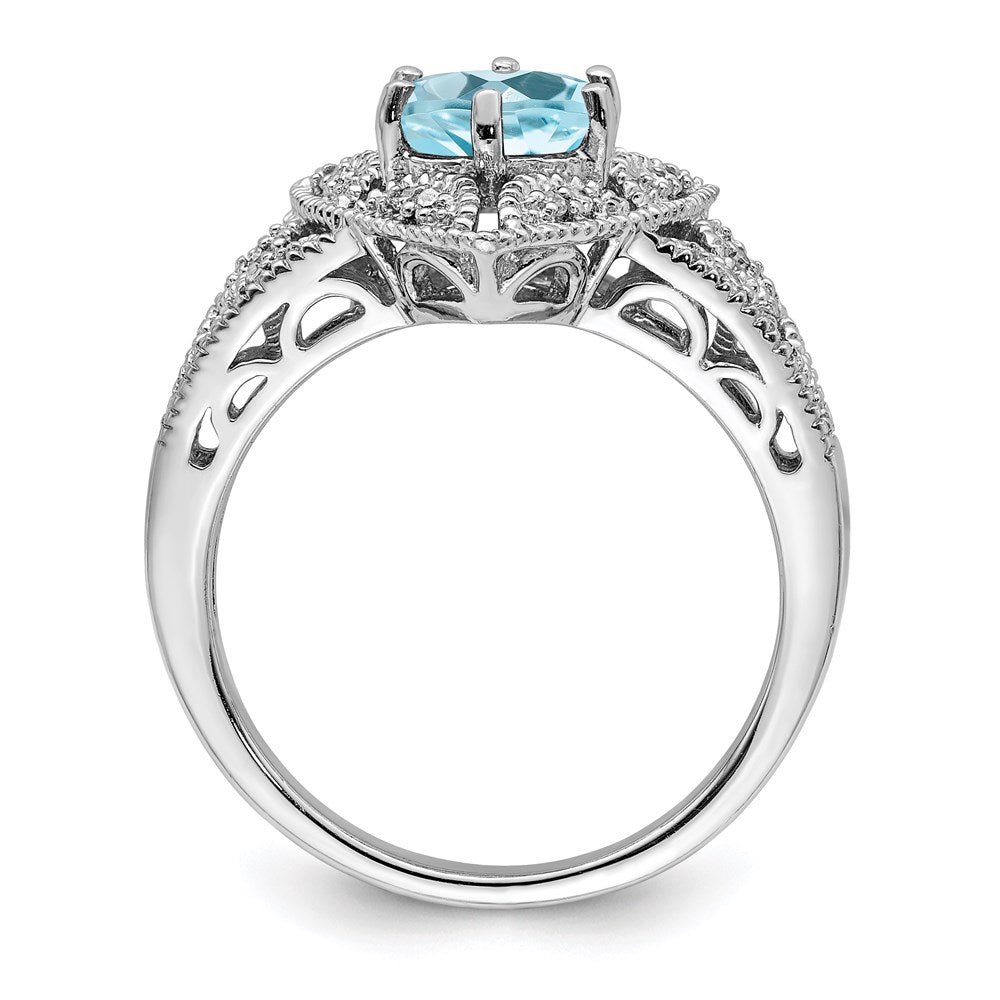 Sterling Silver Rhodium Sky Blue Topaz u0026 Diamond Ring