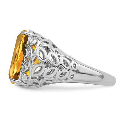 Sterling Silver Rhodium Citrine u0026 Diamond Ring