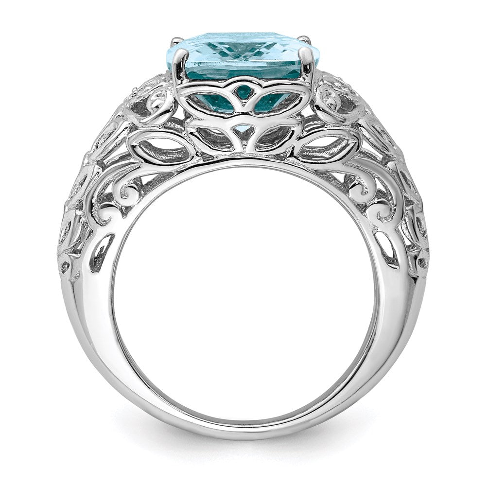 Sterling Silver Rhodium Sky Blue Topaz u0026 Diamond Ring