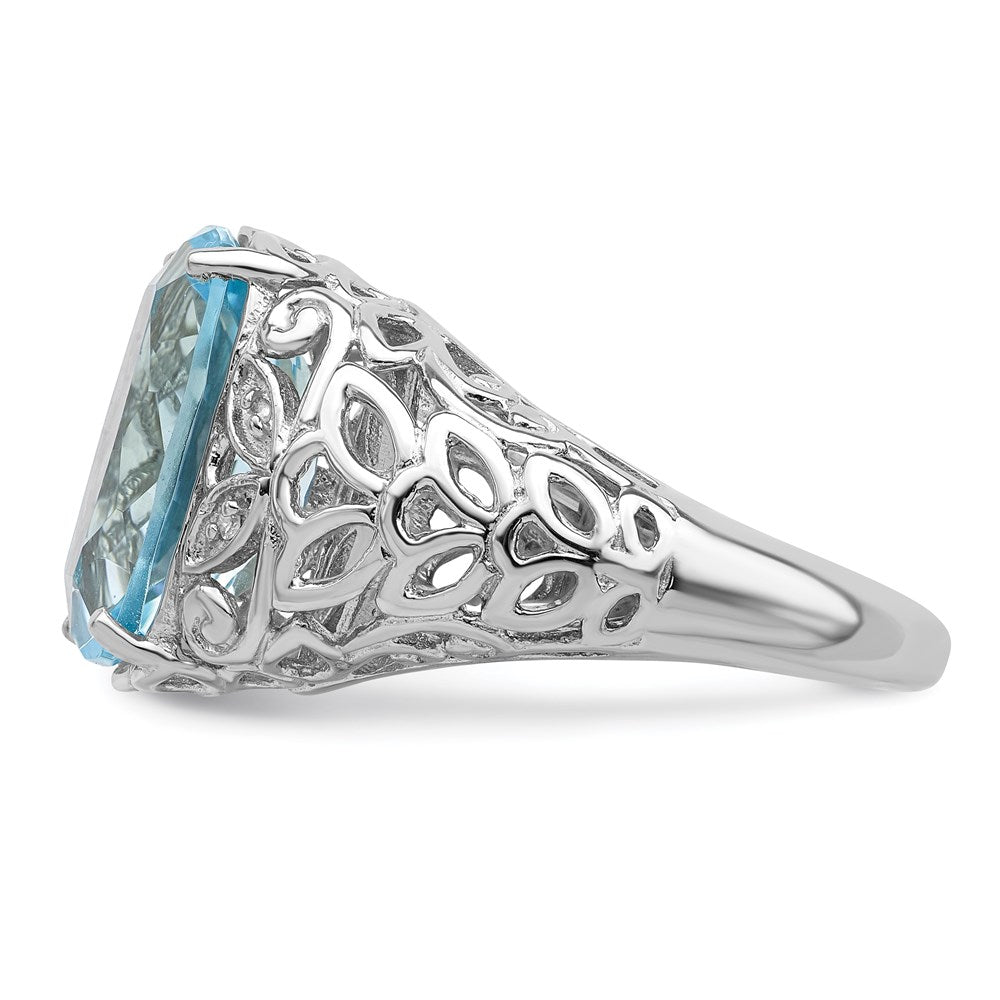 Sterling Silver Rhodium Sky Blue Topaz u0026 Diamond Ring