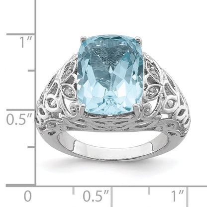 Sterling Silver Rhodium Sky Blue Topaz u0026 Diamond Ring