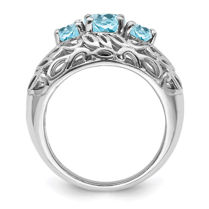 Sterling Silver Rhodium Sky Blue Topaz Ring