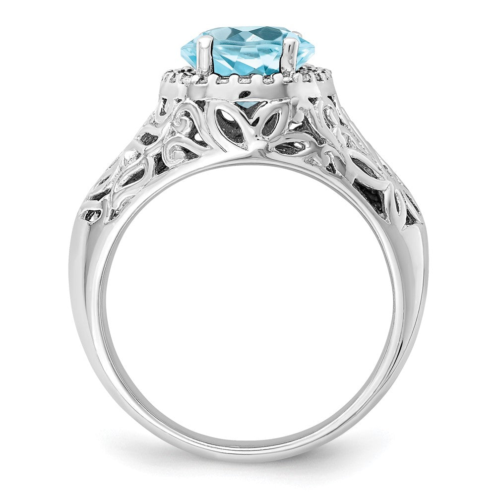 Sterling Silver Rhodium Sky Blue Topaz u0026 Diamond Ring