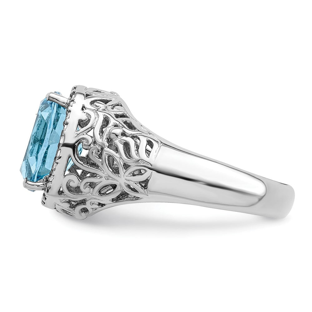 Sterling Silver Rhodium Sky Blue Topaz u0026 Diamond Ring