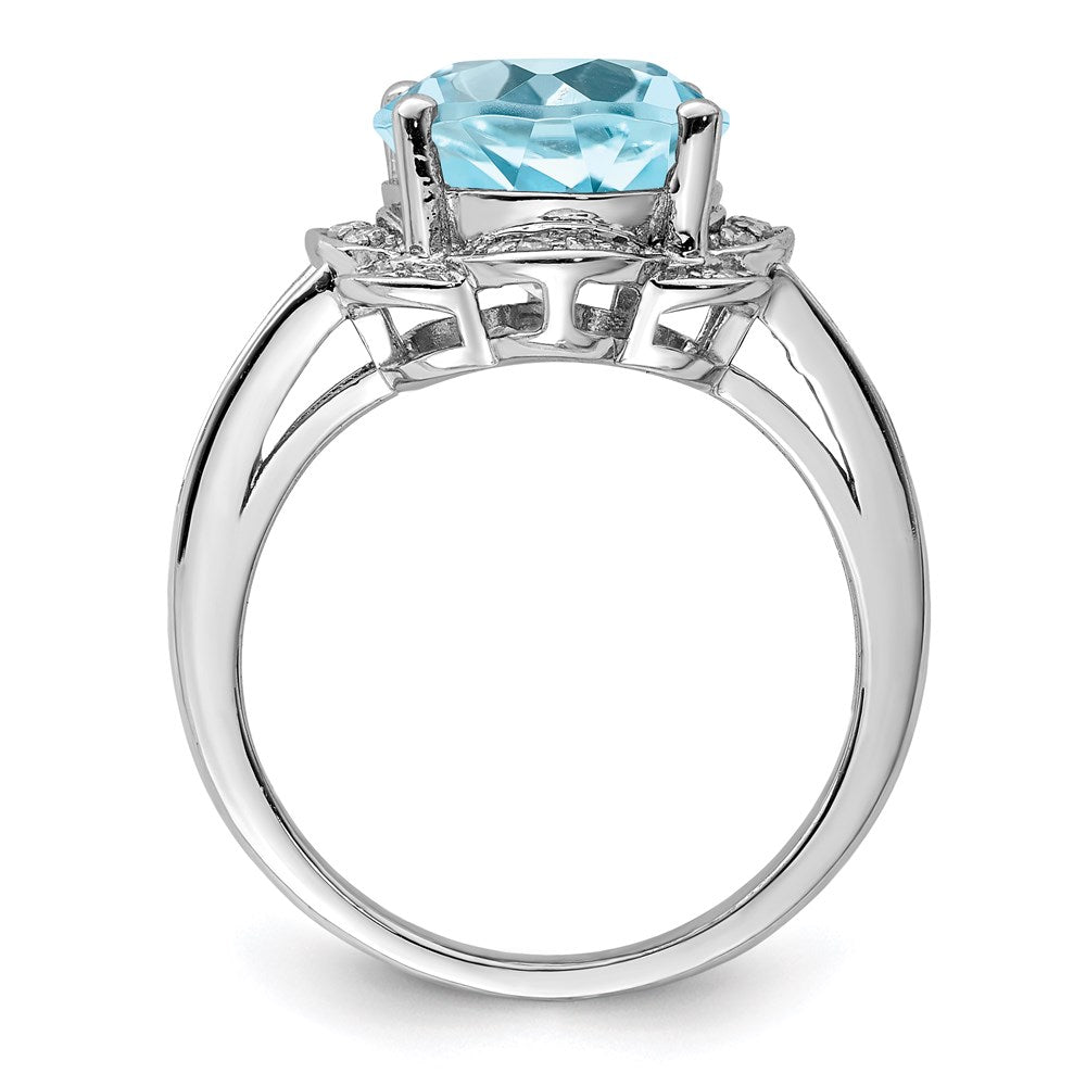 Sterling Silver Rhodium Sky Blue Topaz u0026 Diamond Ring