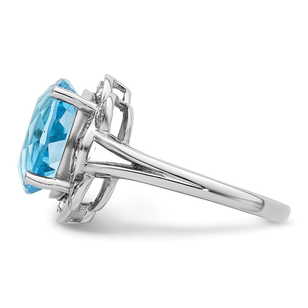 Sterling Silver Rhodium Sky Blue Topaz u0026 Diamond Ring