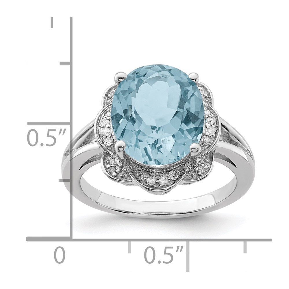 Sterling Silver Rhodium Sky Blue Topaz u0026 Diamond Ring